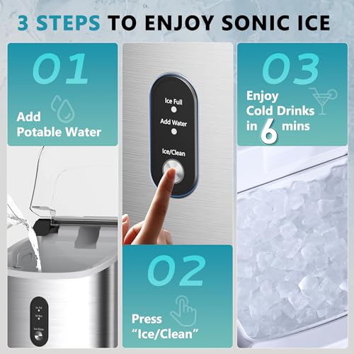 image for EUHOMY Nugget Ice Maker Countertop with Handle, Ready in 6 Mins, 34lbs