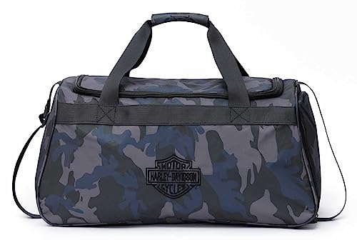 Harley-Davidson Crinkle Bar & Shield Nylon Duffel Bag w/Side Shoe Pocket - Camo