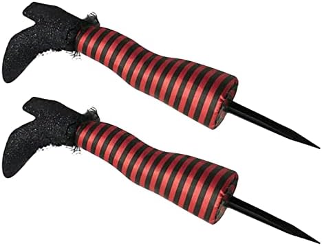Halloween Decorations Outdoor Witch Legs Ground Stakes Garden Decoration Striped Long Pants Ankle Boots False Legs Ornaments Indoor Home Halloween Yard Decorations (Red)