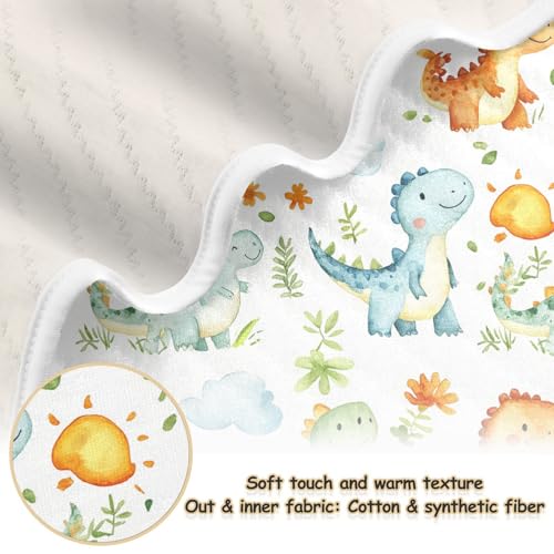 Image of Toddler Blanket for Baby Boy or Girl Soft Warm Multi Use Wrap Swaddle for Nursery /Strolleoddler Bed /Car seat 30X40in Cute Dinosaurs