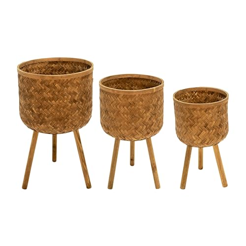 Sagebrook Home Maceta, bambú, marrón, Largo x 14.75 Pulgadas de Ancho x 29.5 Pulgadas de Alto