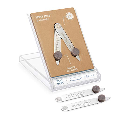 Wurkin Stiffs - 2 pair 2.0 inch and 2.5 inch Power Stays Magnetic Collar Stays with storage case - TSA Friendly