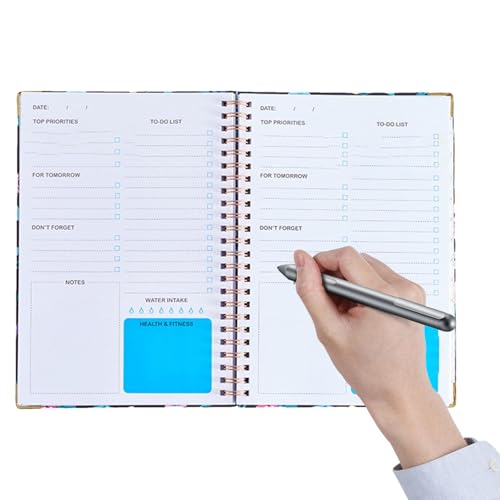 Planificador diario sin fecha, eficiente planificador de citas A5, organizador multifuncional de tareas de escritura suave, planificador para familiares, amigos, colegas