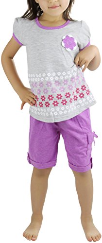 Image of ToBeInStyle Girl's Two Piece Summer Set Cute Tee Top and Matching Shorts Adorable Outfit