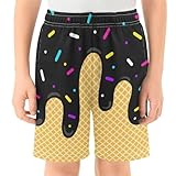 Boys Swim Trunks with Compression Liner Youth Ice Cream Shorts Swim Trunks for Kids Teen Boy Toddler Swimsuit Quick Dry Bathing Suit Baseball Drip Shorts Beach Boxers Shorts Black Size 2-3 Years