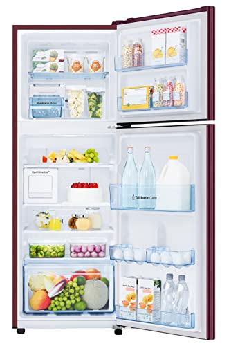 Image of Samsung 244L 2 Star Frost-Free Double Door Refrigerator Appliance (RT28B3522RZ /HL, Midnight Blossom Red, Curd Maestro, 2022 Model)