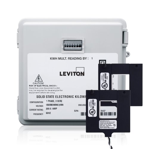 Leviton MO240-2W Outdoor Surface Mount Mechanical Counter 120/208/240V 2P3W 200A with 2 Split Core CTs Mini Meter Kit