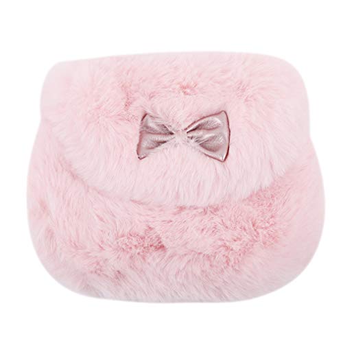 Preisvergleich Produktbild Sevenfly Bowknot Plüsch Mädchen Geldbörsen Crossbody Umhängetasche Brieftasche Handy Taschen, Rosa