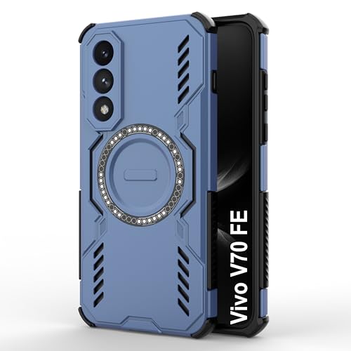 Image of Zapcase Back Case Cover for Vivo V70 FE | Magnetic Case with Built-in Metal Ring | Supports MagSafe Charger, Wallet & Car Mount | Shockproof Hybrid PC + TPU | Blue
