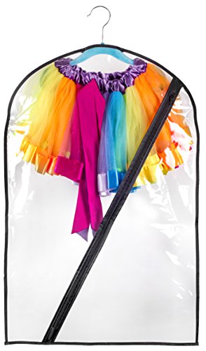 Clear 18 inch x 29 inch Costume Garment Bag Storage Accessory Pocket Dance Recitals Events for Toddlers and Kids