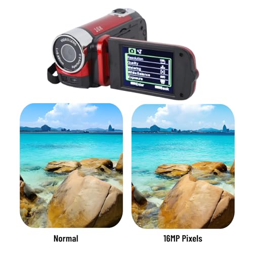 Yosoo Health Gear Caméscope vidéo 4K 48MP DV - Écran TFT rotatif de 2,7" - Zoom numérique 16x - Avec câble USB - Rouge