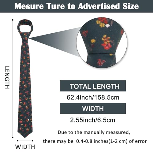 Image of Mantieqingway Men Skinny Tie Cotton Floral Necktie for Wedding Groomsmen Tie