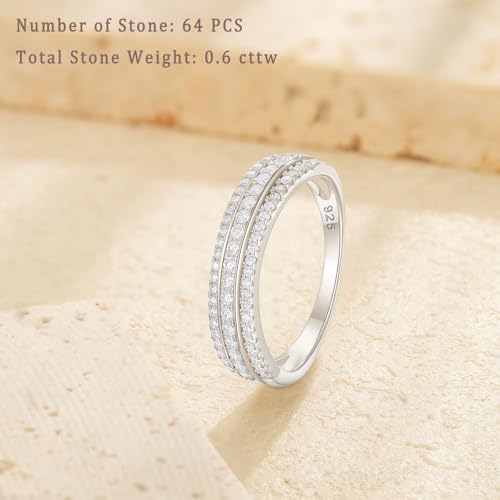Curved Moissanite Wedding Band for Women D Color VVS1 Eternity Engagement 925 Sterling Silver Rings Size 5-102