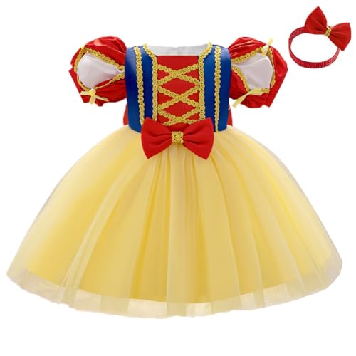 HIHCBF Baby Girls Bowknot Christening Dress Embroidered Lace Pageant Wedding Party Birthday Baptism Tutu Gown w/Headwear