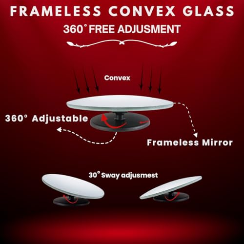 Image of DEZI 3R Blind Spot Mirrors HD Glass Car Accessories, 360 Safety Convex Rear View, Wide Angle Adjustable Mirror (2 Pcs) (3R-057, Round Frameless Convex)
