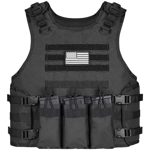 CVLIFE Tactical Vest for Men, Adjustable Tactical Vest with Quick Release System, Removable and Simple Airsoft Vest for Outdoor, Black