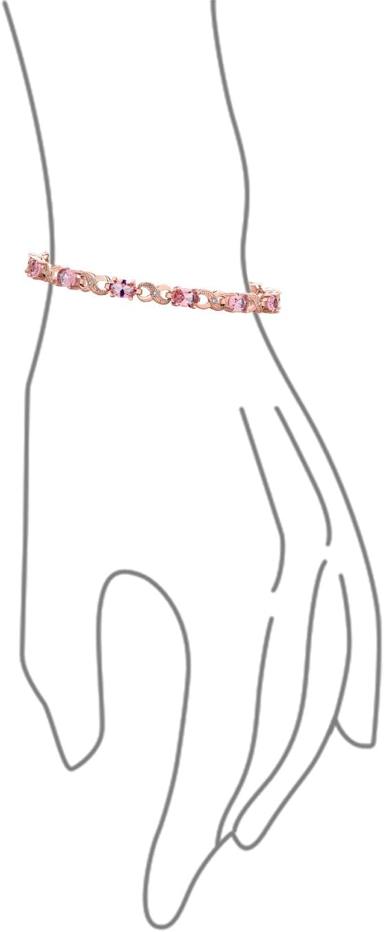 Bling Jewelry 9CT Simulated Sapphire Ruby Morganite Emerald Tourmaline Cubic Zirconia Blue Pink Green Red AAA Oval CZ Symbol Infinity Milgrain Tennis Bracelet For Women Rose Silver Plated