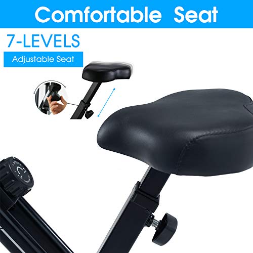 Dpfit Folding Stationary Exercise Bike With 8-Levels Magnetic Resistance, Indoor Upright Foldable Cycling Bike, Tablet Holder And Lcd Monitor, Fitness Bike For Senior, Black #TOP3