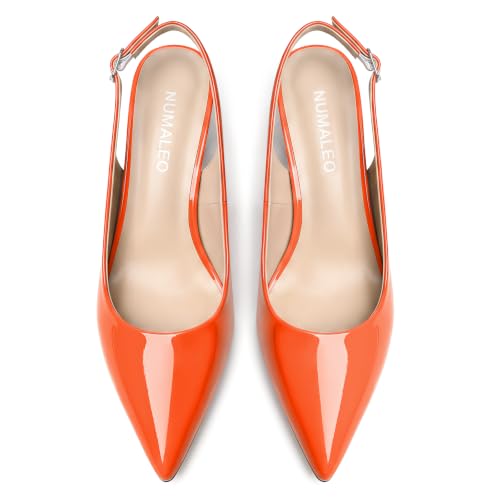Image of NUMALEO Slingback Heels for Women Pointed Close Toe Kitten Heels Patent Pumps Dress Party Comfy Heeled Sandals Stiletto 2.5 Inch Dress Shoes