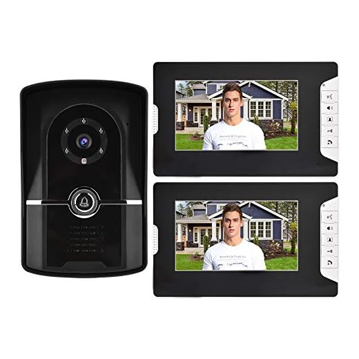 Garsent Video porttelefon dörrklocka Intercom system, 7-tums TFT-LCD dörrklocka med kamera, video dörrklocka med 2 bildskärmar, IP55 vattentät mörkerseende kamera dörrklocka snapshot