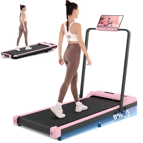 Image of FUNMILY Walking Pad Treadmill with 12% Incline & Handlebar, 3.5HP Foldable Compact Under Desk Treadmills for Home /Office /Gym, 350+lb Capacity, Shock Absorption