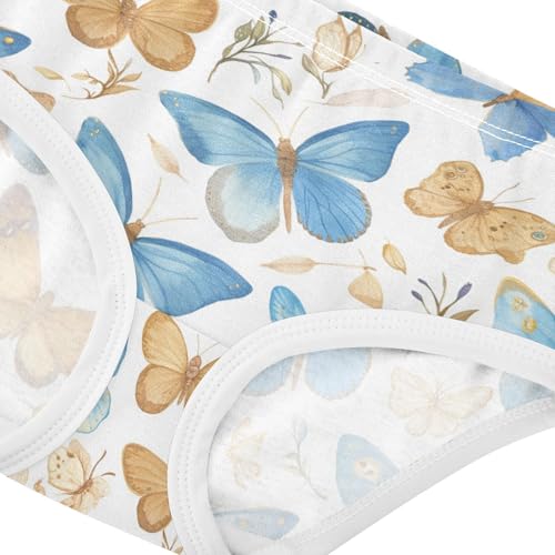 Wusikd Watercolor Blue Girls' Underwear Cotton Brown Butterfly Girls Briefs Soft Toddler Underwear 2T4