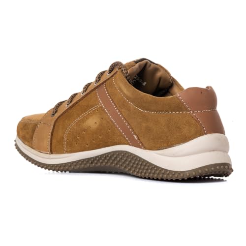 Image of Khadim's Men's Outdoor Leather Hiking Shoes | Durable Lace-Up Trekking & Adventure Footwear | Comfortable Cushioned Insole | High-Grip Sole | All-Terrain Outdoor Walking Shoes