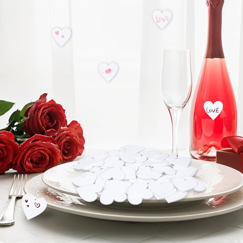 Bewudy 120 Stück Weiße Holzherzen zum Basteln, Holz Streuschmuck als Tischdekoration Streudeko Holz Konfetti Holzherz Deko für Hochzeit Valentinstag Geburtstag Party Kartenherstellung DIY Handwerk(4cm