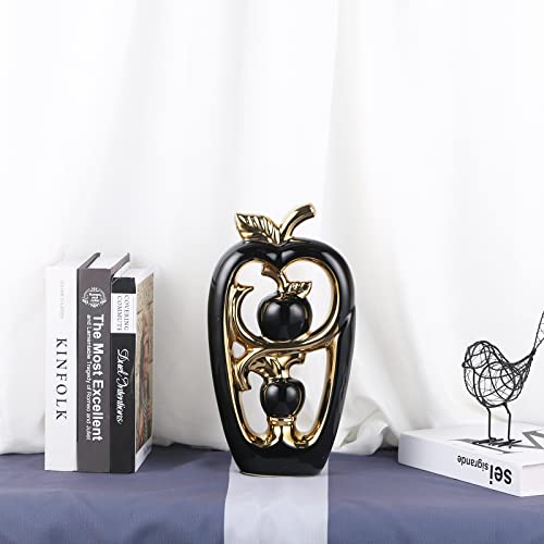 Modern Aesthetic Ceramic Statue And Sculpture, Abstract Art Ceramic Statues, Black Modern Home Decor Ceramic Apple Figurines Home Decor Accents For Room Office Desktop Bookshelf Decorative Object (H) #TOP5