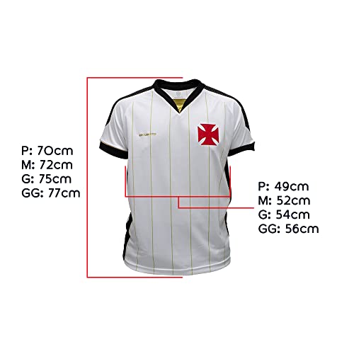 Camisa Vasco da Gama Almirante Branca Gola V Dry Masculina Time Uniforme Oficial Linhas Douradas 202