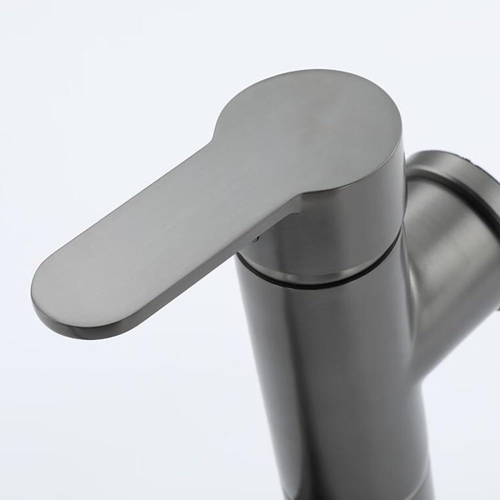 Küchenarmatur 3 Wege, Wasserhahn Küche Klappbar Vorfenster, 360° Schwenkbar 2 Griffe Messing Spültischarmatur 3 Wege-Grau