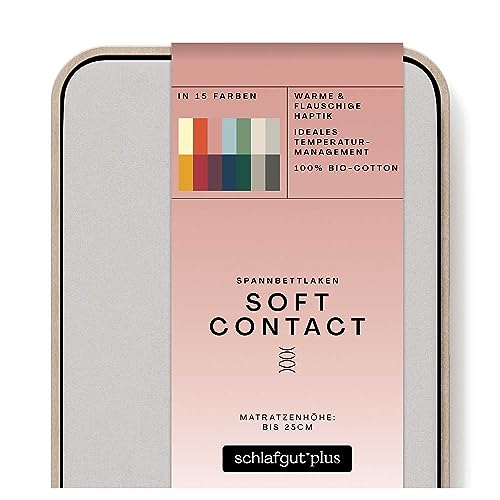 schlafgut Soft Contact Spannbettlaken bis 100x200cm, Grey Light aus 100% Biobaumwolle wärmend