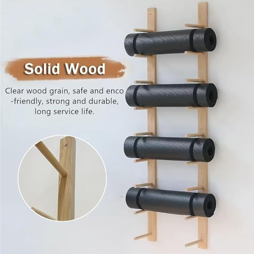 Snowboard Storage Rack，Tall Floor Yoga Mat Rack, Yoga Mat Holder Wall Mount, 2-9 Tiers Wood Gym Equipment Stand Organizer, Exercise Mat Storage Rack for Foam Rollers Exercise Mats, Home Gym