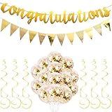 Gold Graduation Decoration, Congratulations Decorations, Congratulations Banner Balloons, Holiday, Birthday, Christmas, Wedding Banner Set, Celebration Decoration Set for Indoor Outdoor