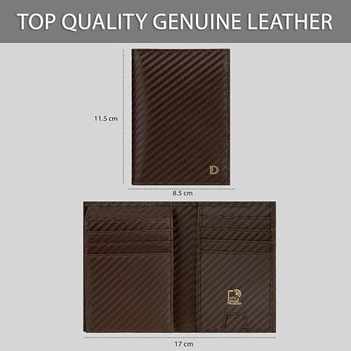 Image of Premium RFID Blocking Wallet for Men | Slim Carbon Fiber Leather with 12 Card Slots, Clear ID Window & Cash Pocket | Durable Bifold Genuine Cow Fiber Leather Wallet (Carbon Brown)