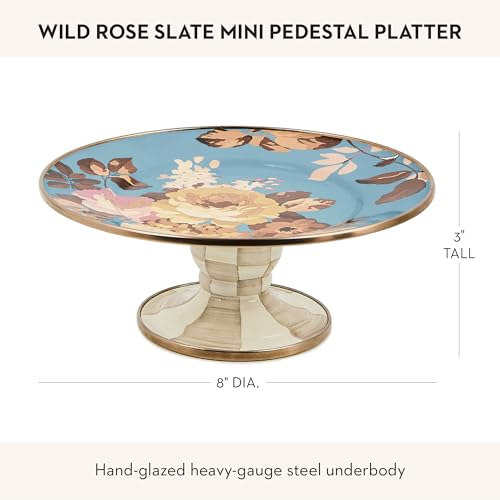 Image of MACKENZIE-CHILDS Pedestal Platter, Mini, Wild Rose Slate