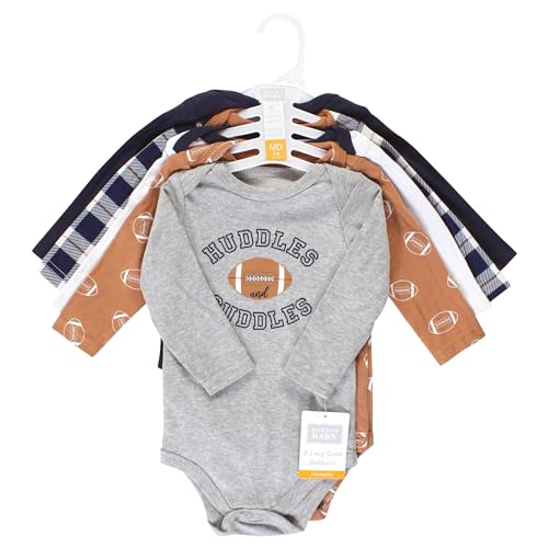 Image of Hudson Baby baby-boys Cotton Long-sleeve Bodysuits 5-pack