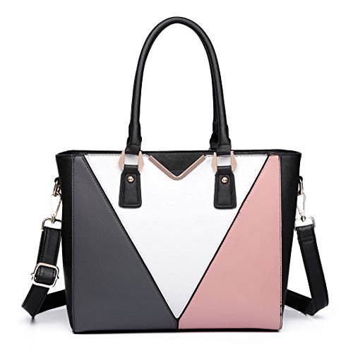 Miss Lulu Sacs à Main pour Femme avec Forme en V, Sac à Bandoulière Léger de Taille Moyenne, Sac Fourre-Tout en PU