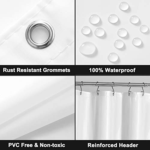 Barossa Design White Shower Curtain Liner - Premium PEVA, BPA & PVC Free, No Chemical Smell, Lightweight Shower Curtain with 3 Magnets, Metal Grommets - White, Standard Size by Barossa Design - Image 2