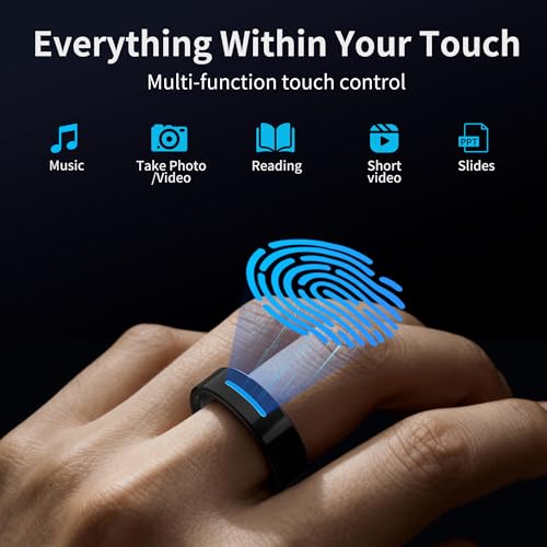 Image of CONSSU AI Smart Ring for Men Women, Sleep Fitness Health Tracker, Body Temperature, Heart Rate & Blood Oxygen Monitor, Vibration Alert, No Subscription Fee, 4-6 Day Battery Life, Ceramics - Size 9