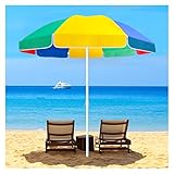 ビーチパラソル 220cm 小型 折り畳み式 ガーデンパラソル UVカットパラソル 風に強い 軽量 日除け アウトドア用 庭・ベランダ・海辺・キャンプ （カラー）