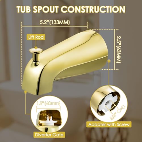 image for Enhon Slip on Tub Spout with Diverter, Compatible with American Standa