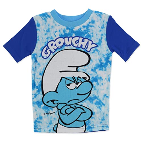 Smurfs Boys' Cotton Pajamas, Grouchy Smurf 3-Piece Set, Blue, Little Kid Size 4 to 102