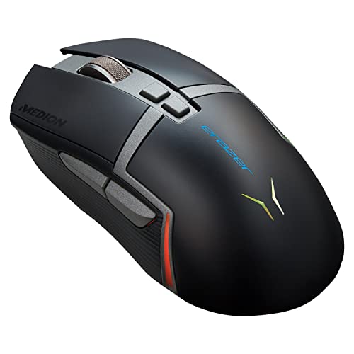 MEDION ERAZER Supporter P13 kabellose Gaming Maus (Pixart Sensor mit 16000 DPI, langlebige OMRON-Switches, DPI-Switch, 7 programmierbare Tasten, RGB-Beleuchtung, kabellos und kabelgebunden verwendbar) Cover