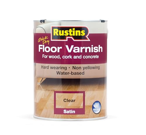 Rustins Floor Varnish Satin 5ltr- Fast-Drying Floor Protection for Interior Wood – Easy Application with Tough, Long-Lasting Clear Finish