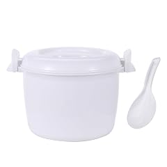 Jugaoge Microwave Rice Cooker with Rice Paddle Food Steamer Pot for Kitchen White Small