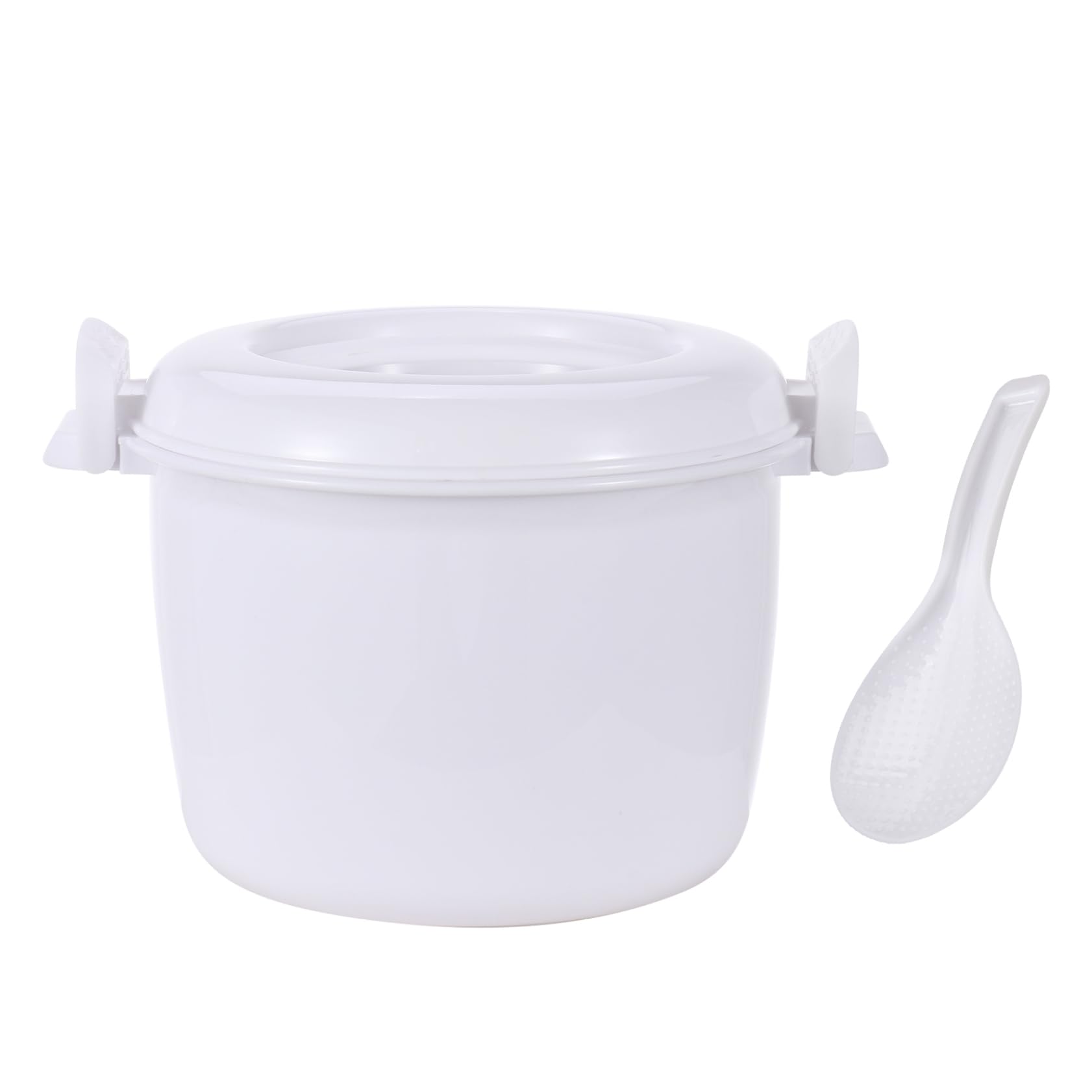 Jugaoge Microwave Rice Cooker with Rice Paddle Food Steamer Pot for Kitchen White Small