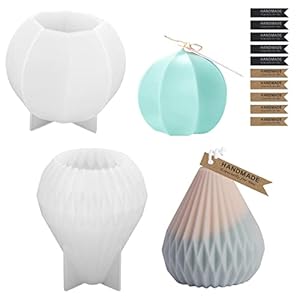 Kerzenform, GuKKK 2 Stück Kerzen Silikonform 3D zum Gießen, Geometrischer Kegel Harz Kerze, Handgemachte Sojawachs…