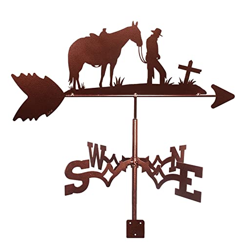 Girouette de jardin scène de ferme avec silhouette homme et cheval pour décoration de toit