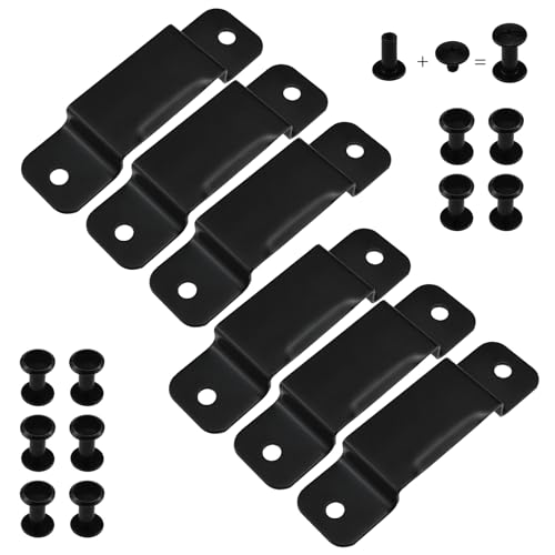 ZIUZI 6 Pcs Tape Measure Holder Clips, Metal Tape Measure Holder for Belt, Black Tape Measure Clips with Rivets for Leather Tape Holster and Tool Pocket Pouch